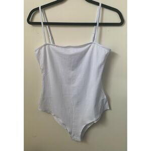 MANGDIUP Women's Square Neck Backless Camisole Adjustable, White, Size Small